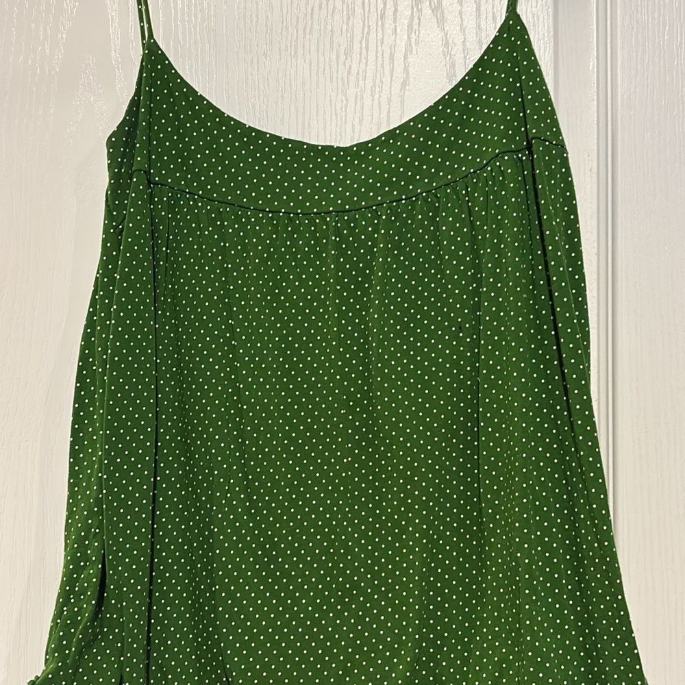 J. Crew Green Polka Dot Camisole